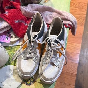 White and Orange Sneakers